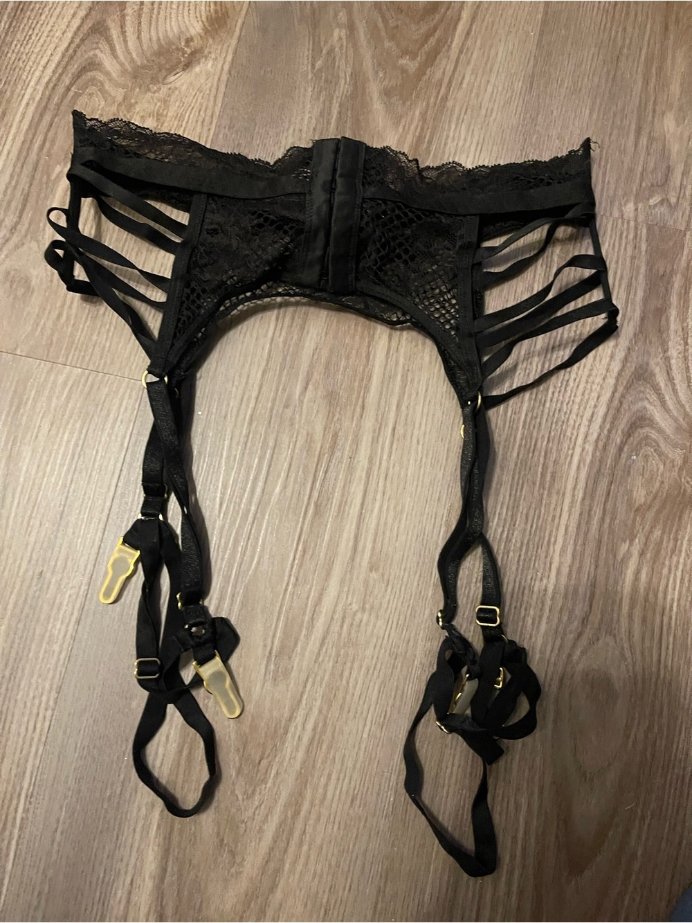 Victoria's Secret Black Lace Strappy Garter Belt Boudoir Lingerie Size XS Gothic - Picture 11 of 14
